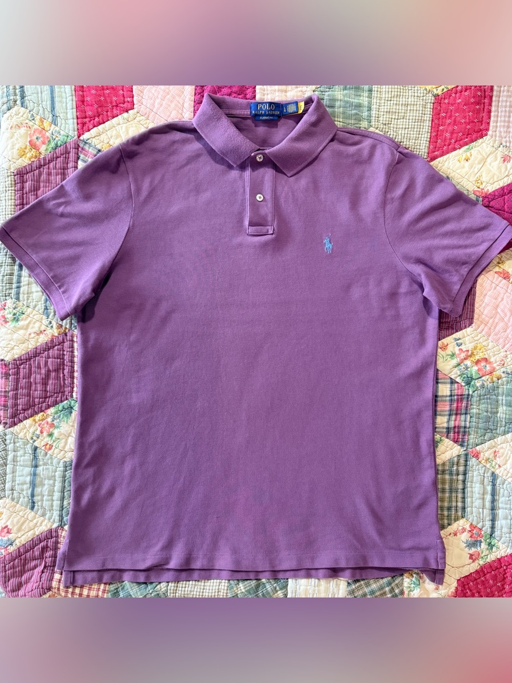 Polo Ralph Lauren Classic Fit Mesh Polo — Purple, Size L